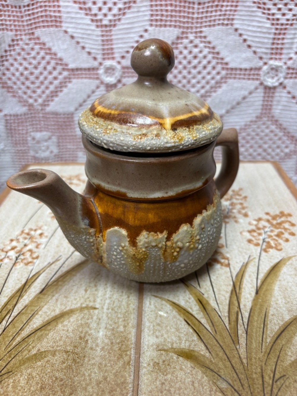 Vintage Stoneware Teapot | Tundra Canada Drip Glaze - Picture 2 of 10